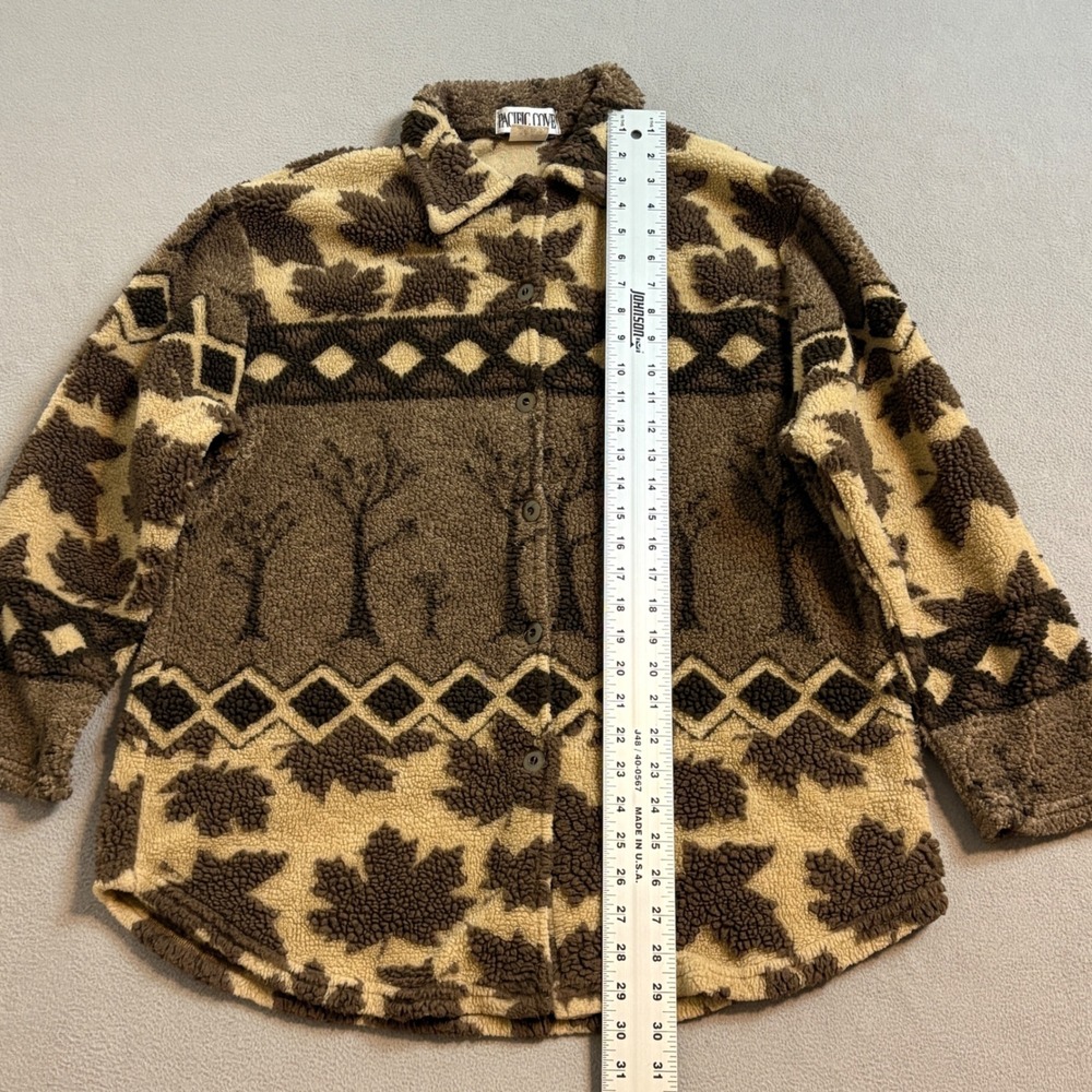 Pacific Cove Vintage Fleece Button Up Shirt Sweater Maple Leaf Tree Nature L - Picture 7 of 8